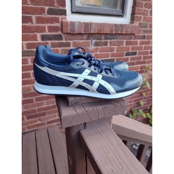 Ascis Women's Tiger Runner II Navy And Silver Size 10.5 Y2K - Picture 1 of 6